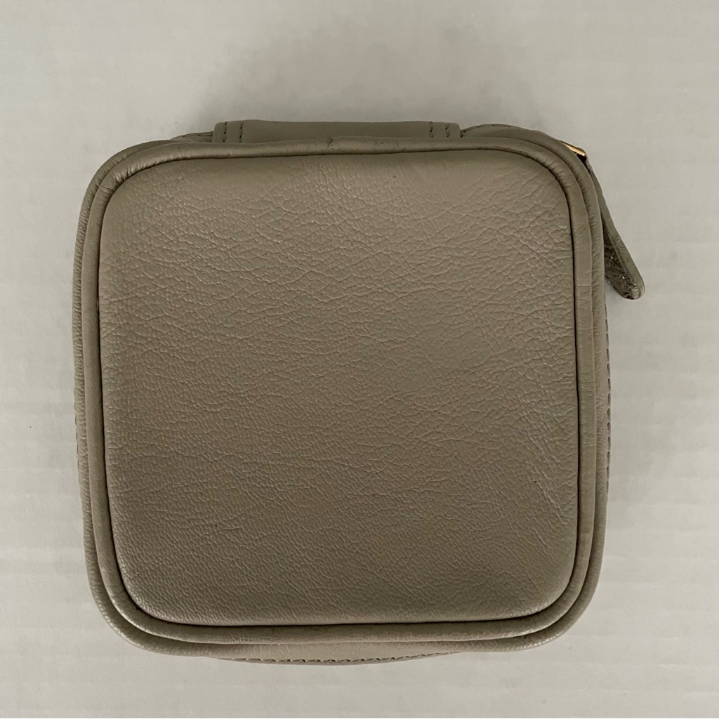 Margot Taupe Leather Travel Jewelry Zippered Case